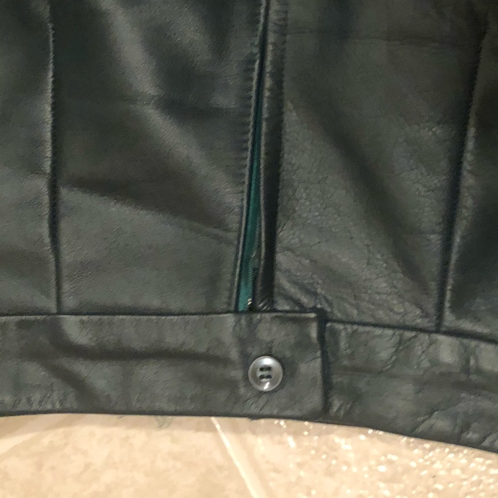 Green Aline Leather Skirt MIDI - Picture 7 of 8